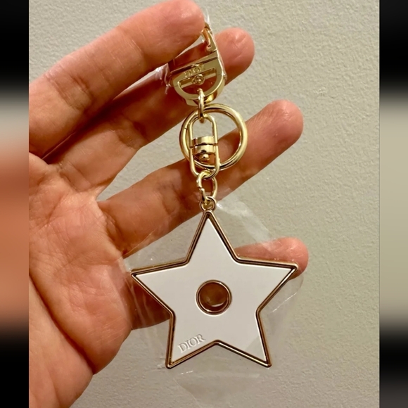 Dior Accessories - Dior Keychain Bag Charm  Diffuser With Gold and White Star Charm Aroma Stone NIB